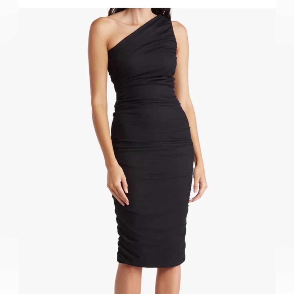 Love By Design One-Shoulder Body-Con Midi Dress Size XS Black new